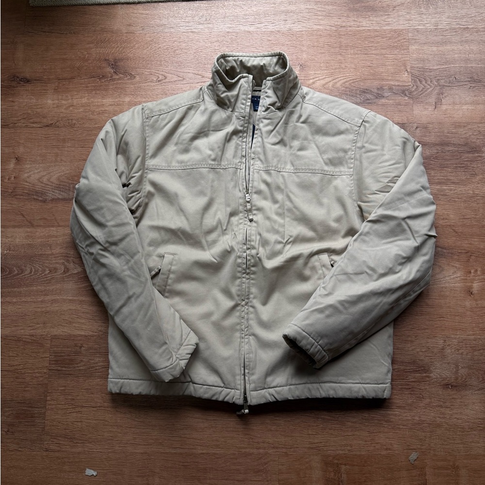 Tommy Hilfiger Men's Insulated Beige Jacket - Classic Zip Front
